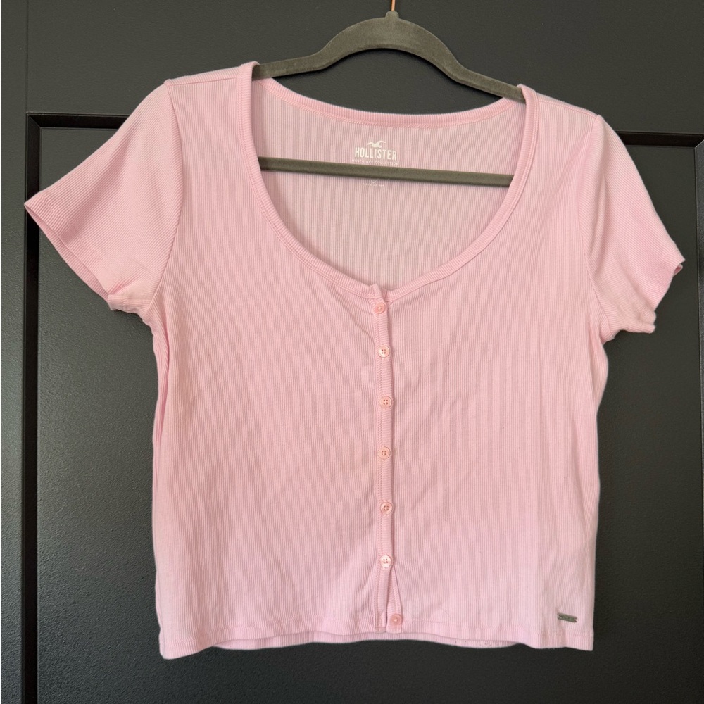 Hollister Pink Button-Up Women's Top